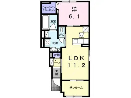 シェ モアI(1LDK/1階)の間取り写真