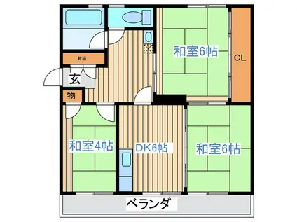 若林第二ハイツ(3DK/3階)の間取り写真