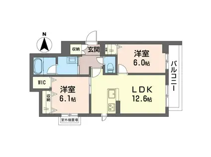 プレリー・レーヴ都賀(2LDK/2階)の間取り写真