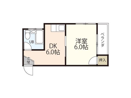 山正ビル(1DK/3階)の間取り写真