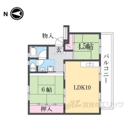 寝屋川団地C27号棟(2LDK/3階)の間取り写真