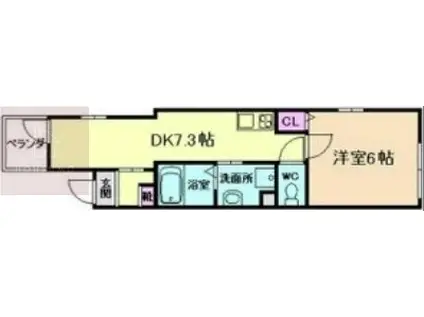 MELDIA長瀬II(1DK/1階)の間取り写真