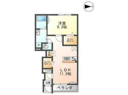 エターナル(1LDK/1階)の間取り写真