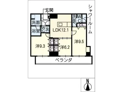 さくらHILLS NISHIKI PLATINUM R(2LDK/13階)の間取り写真