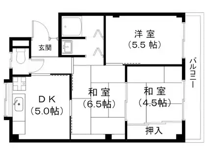 サツキコーポ(3DK/3階)の間取り写真