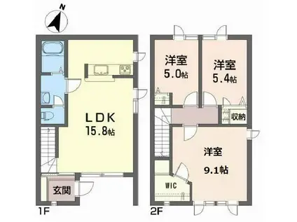 ディアス・パルモ虹ヶ丘A(3LDK/1階)の間取り写真