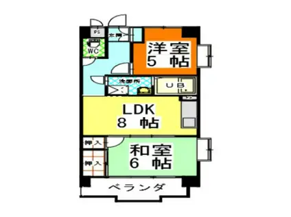 赤田ハイツ(2LDK/1階)の間取り写真