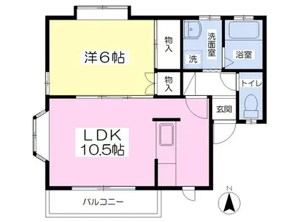 グランドハイツ南中山(1LDK/2階)の間取り写真