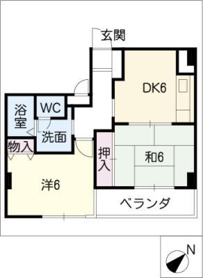 ベル小島(2DK/3階)の間取り写真