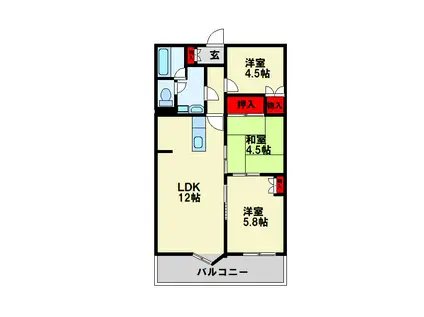 パラシオ高塔(3LDK/6階)の間取り写真