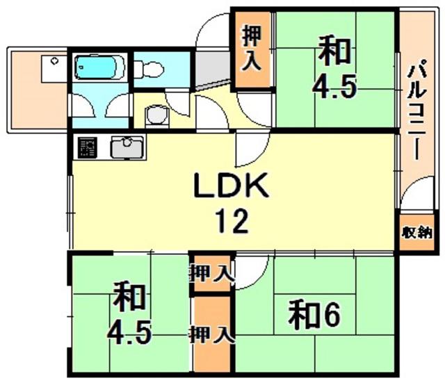 狩口台 34号棟(3LDK/5階)の間取り写真