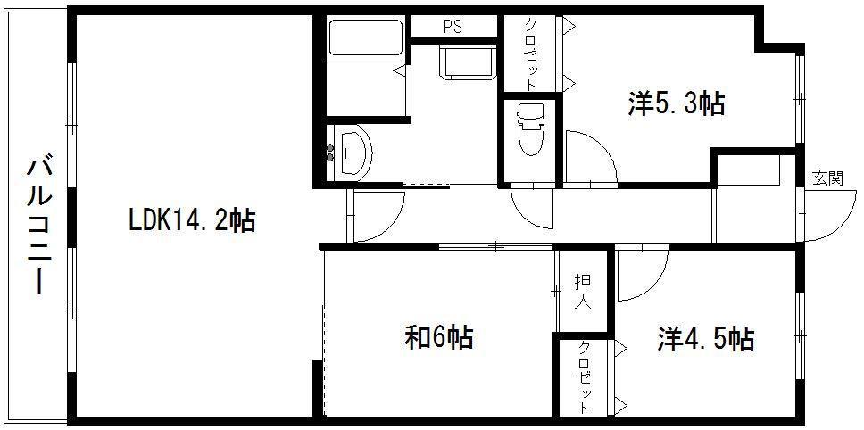 ラフォーレ東(3LDK/2階)の間取り写真