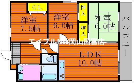 フローラアイン(3LDK/3階)の間取り写真