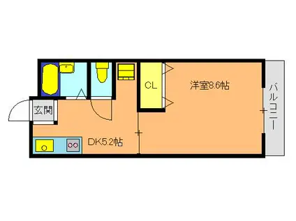 コフレ朝霧(1DK/1階)の間取り写真