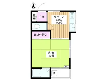 高美ハイツ(1K/1階)の間取り写真