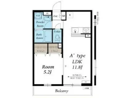 JR京浜東北線 蕨駅 徒歩19分 3階建 築9年(1LDK/2階)の間取り写真
