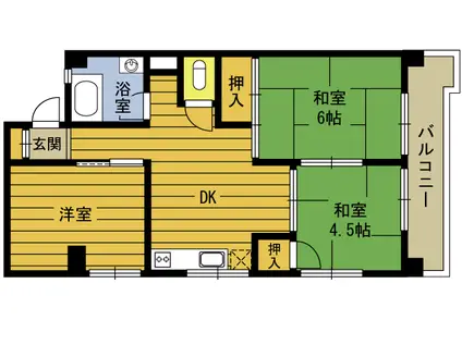 河登ビル(3K/6階)の間取り写真