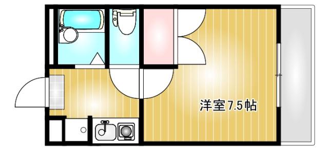 アモーレ福島(1K/2階)の間取り写真