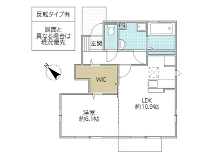 ステラB棟(1LDK/1階)の間取り写真