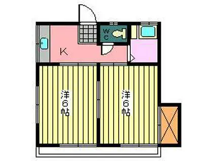 第二フェニックス(2K/3階)の間取り写真