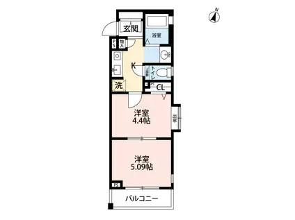 クレメント白金JP(2K/1階)の間取り写真