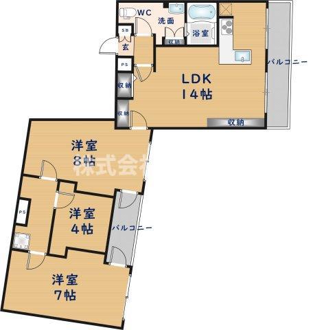 ヴァリーヴィレッジ(3LDK/2階)の間取り写真