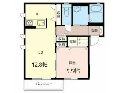 エクセルシャーメゾン(1LDK/2階)の間取り写真