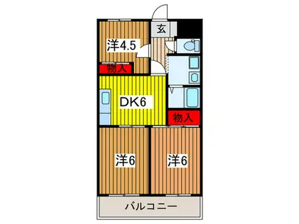 ホワイトパレス大宮(3DK/4階)の間取り写真