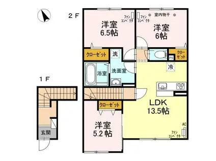 ボンマルシェ(3LDK/2階)の間取り写真