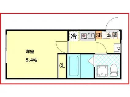シーケー四ツ木(1K/2階)の間取り写真