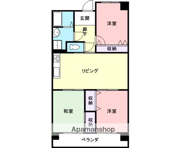 グリーンヒル波分(3LDK/6階)の間取り写真