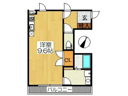 M.RESIDENCE目黒 2階(ワンルーム/2階)の間取り写真