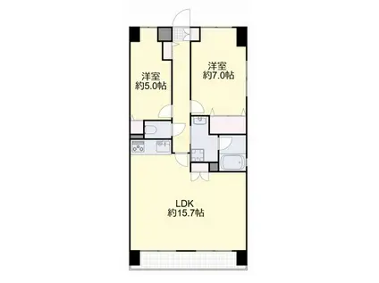 ル・サンク西市(2LDK/10階)の間取り写真