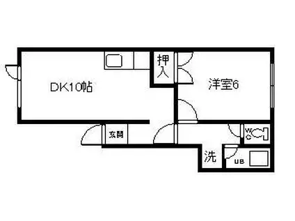 レジデンス関(1DK/1階)の間取り写真