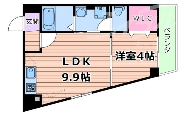 アルカンシェルコート緑橋(1LDK/1階)の間取り写真