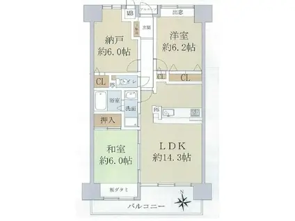 ブリティッシュティンバー泉佐野(2SLDK/3階)の間取り写真