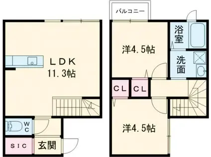 フェリスクレスコ(2LDK/1階)の間取り写真