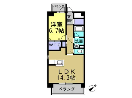 LOROS6(1LDK/2階)の間取り写真
