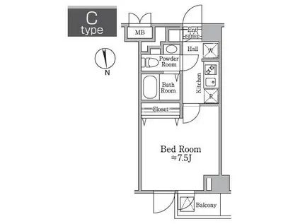 レジディア西小山(1K/3階)の間取り写真