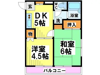 モンシャトーK(2DK/1階)の間取り写真