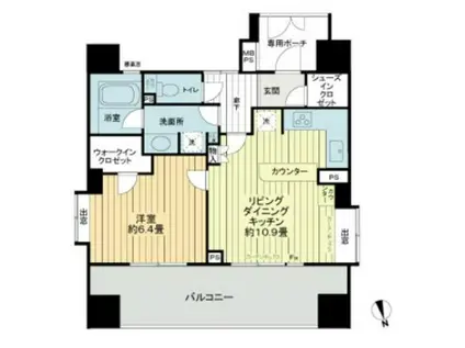 ライオンズステーションプラザ溝の口セントラルアベニュー(1LDK/8階)の間取り写真