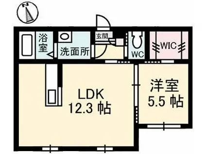 シューハイツ福富(1LDK/1階)の間取り写真