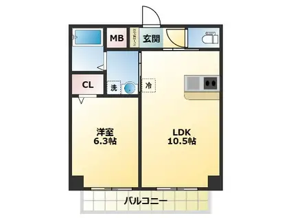 東新町4丁目マンション(1LDK/3階)の間取り写真