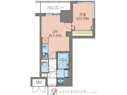 ORSUS新大阪(1DK/14階)の間取り写真