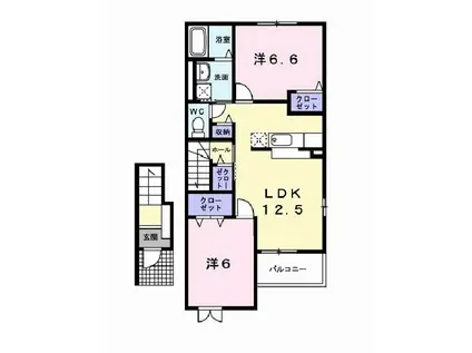 JR東北本線 須賀川駅 徒歩12分 2階建 築12年(2LDK/2階)の間取り写真