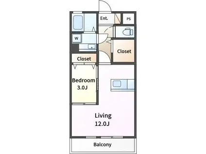 ウィルモアKOEDO(1LDK/2階)の間取り写真