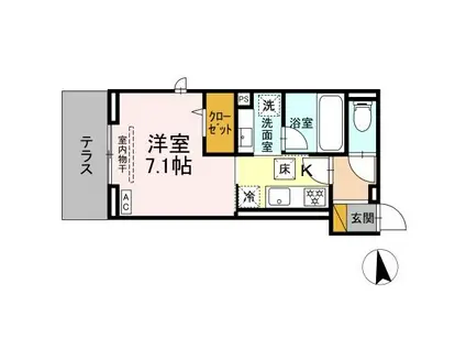 STELLA新松戸(1K/1階)の間取り写真