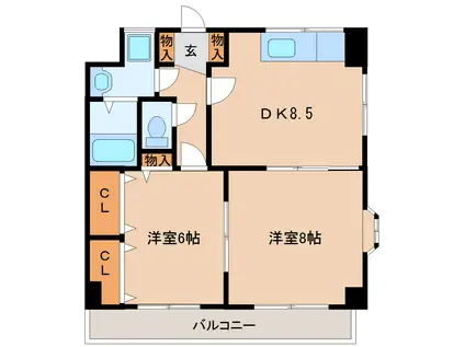 パルクK・I(2DK/3階)の間取り写真