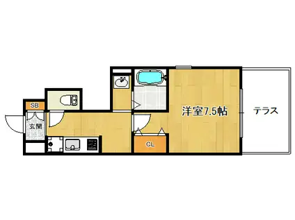 エトワール紫竹III(1K/1階)の間取り写真