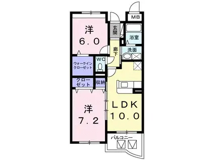 マンショングレイスエレガント 花山町(2LDK/2階)の間取り写真